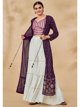 Purple Jacket Style Sharara Suit