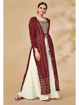 Maroon Jacket Style Sharara Suit