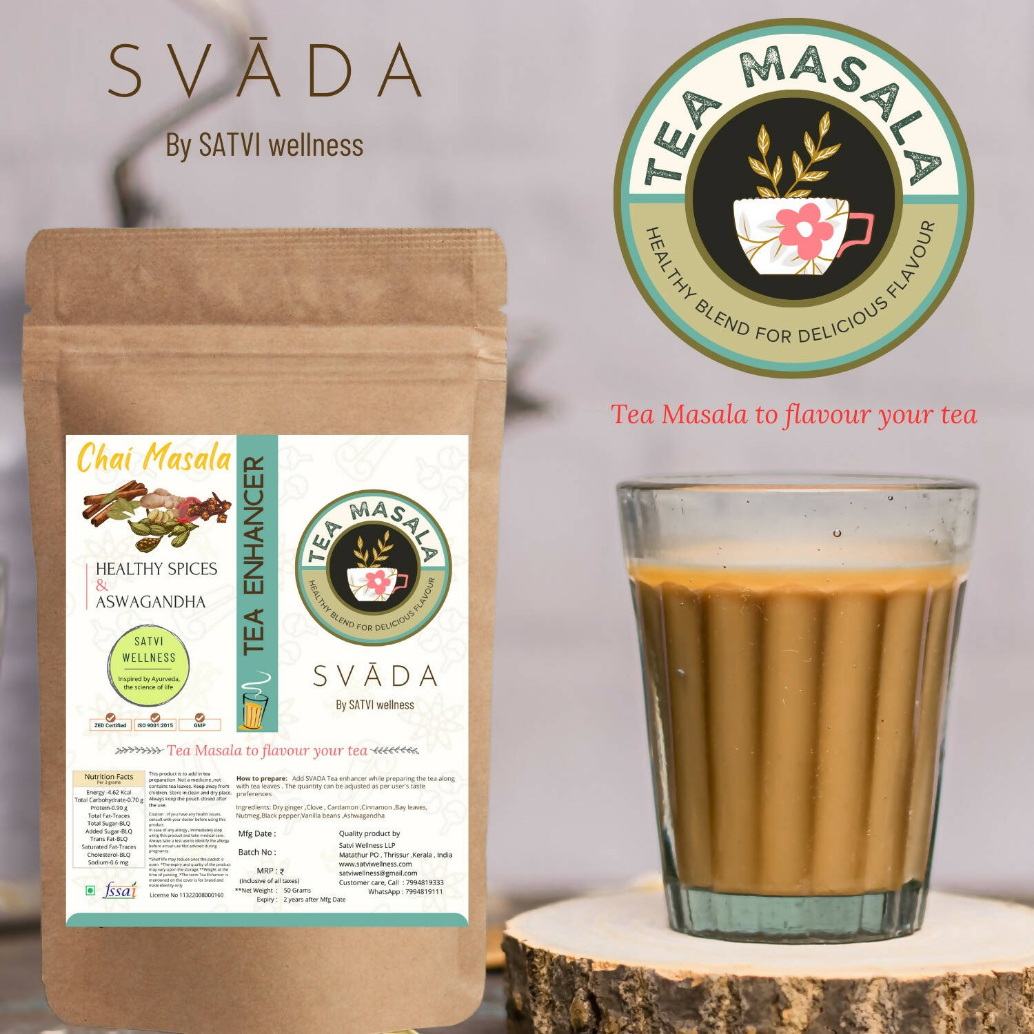 Satvi Wellness Tea Masala | Chai Masala | Satvi svĀda Tea Enhancer