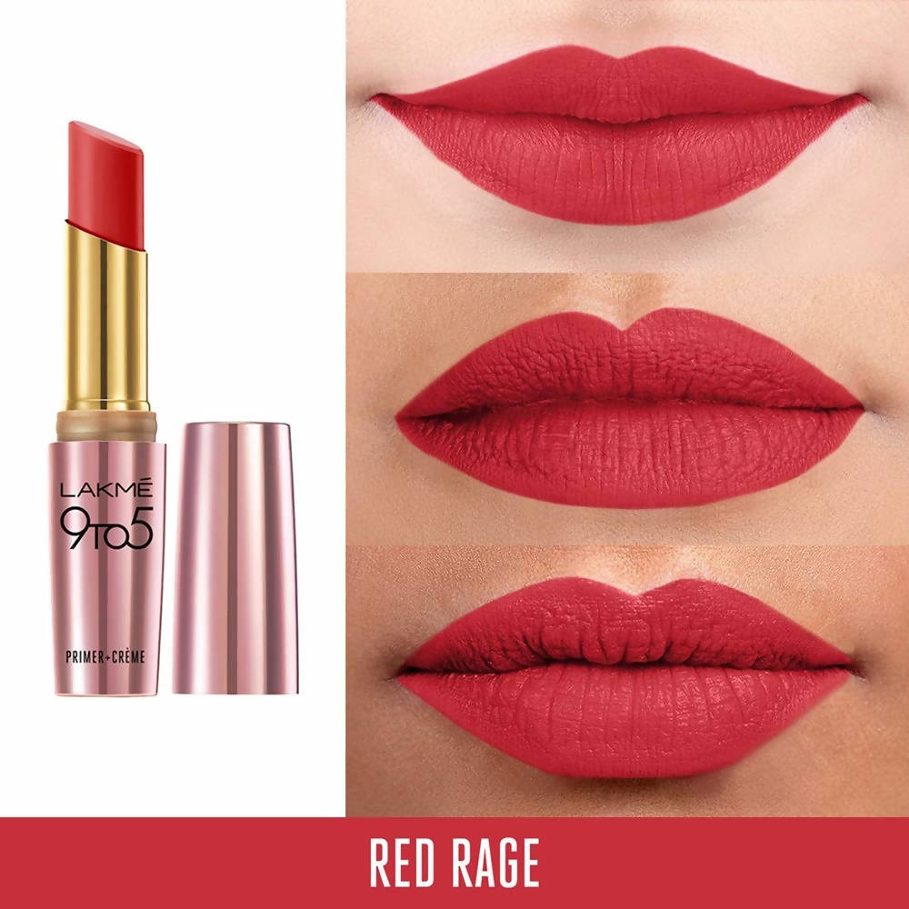 Lakme 9To5 Primer + Creme Lip Color - Red Rage CR3