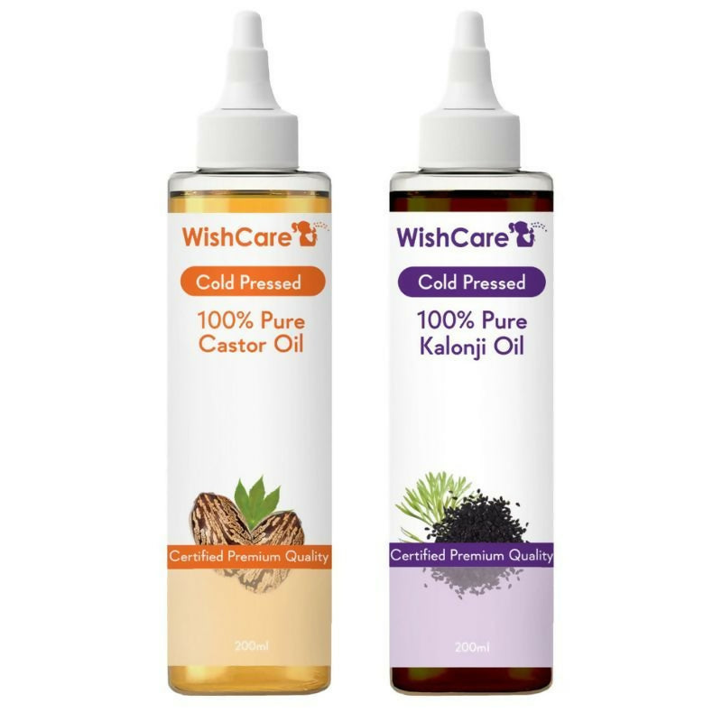 Wishcare 100% Pure Cold Pressed Castor Oil & Kalonji Black Onion Seed Oil Combo