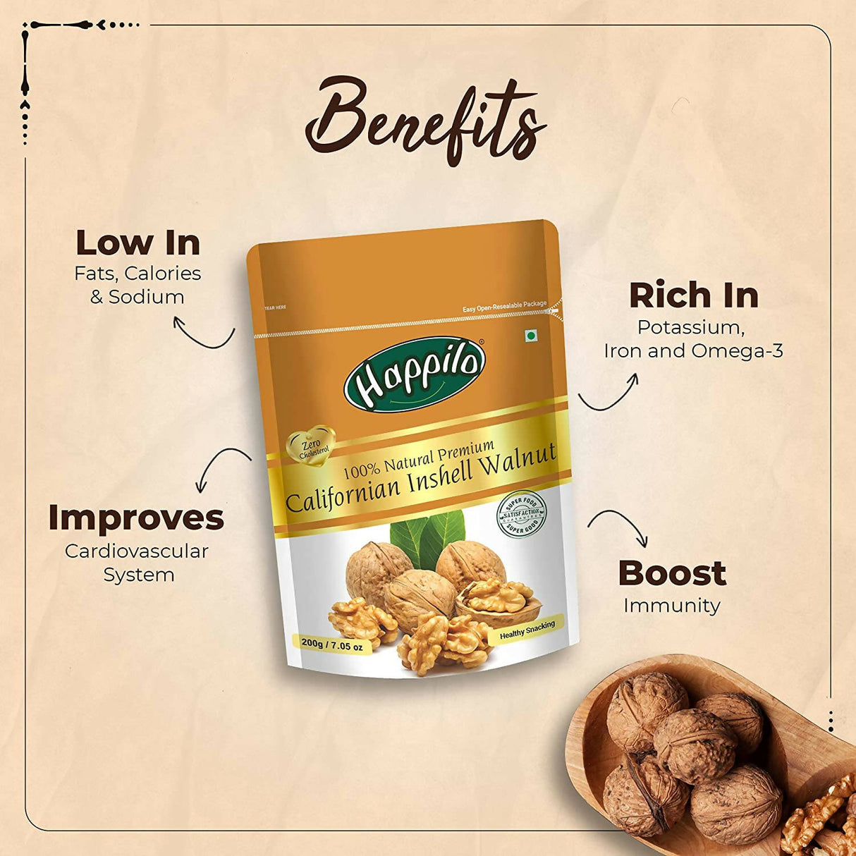 Happilo Premium Dry Fruit Combo (Almond, Cashews, Pistachios & Inshell Walnuts)