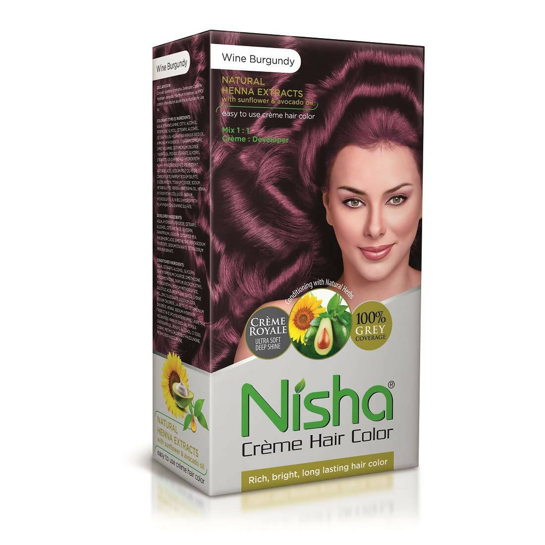 Nisha Creme Hair Color Wine Burgundy