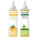 Wishcare 100% Pure Cold Pressed Olive Oil & Badam Rogan Sweet Almond Oil Combo