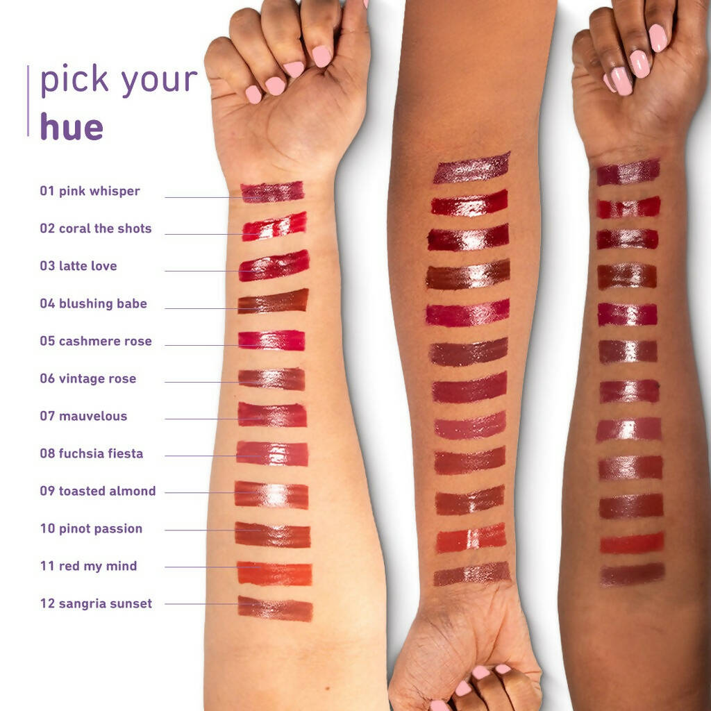 Plum Glassy Glaze Lip Lacquer 3-in-1 Lipstick + Lip Balm + Gloss 11 Red My Mind