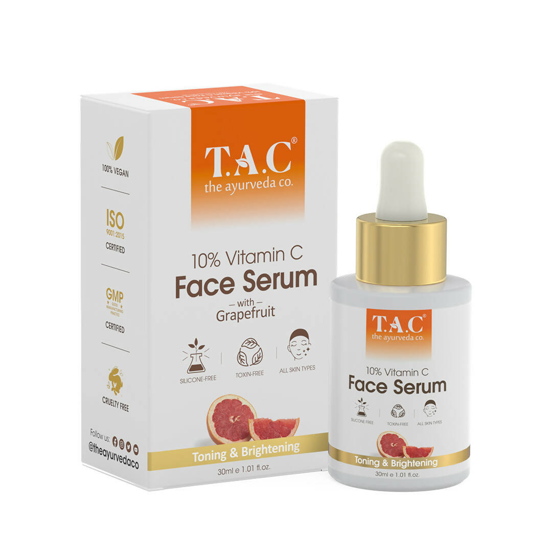 TAC - The Ayurveda Co. 10% Vitamin C Face Serum for Toning, Brightening & Glowing Skin For Women & Men