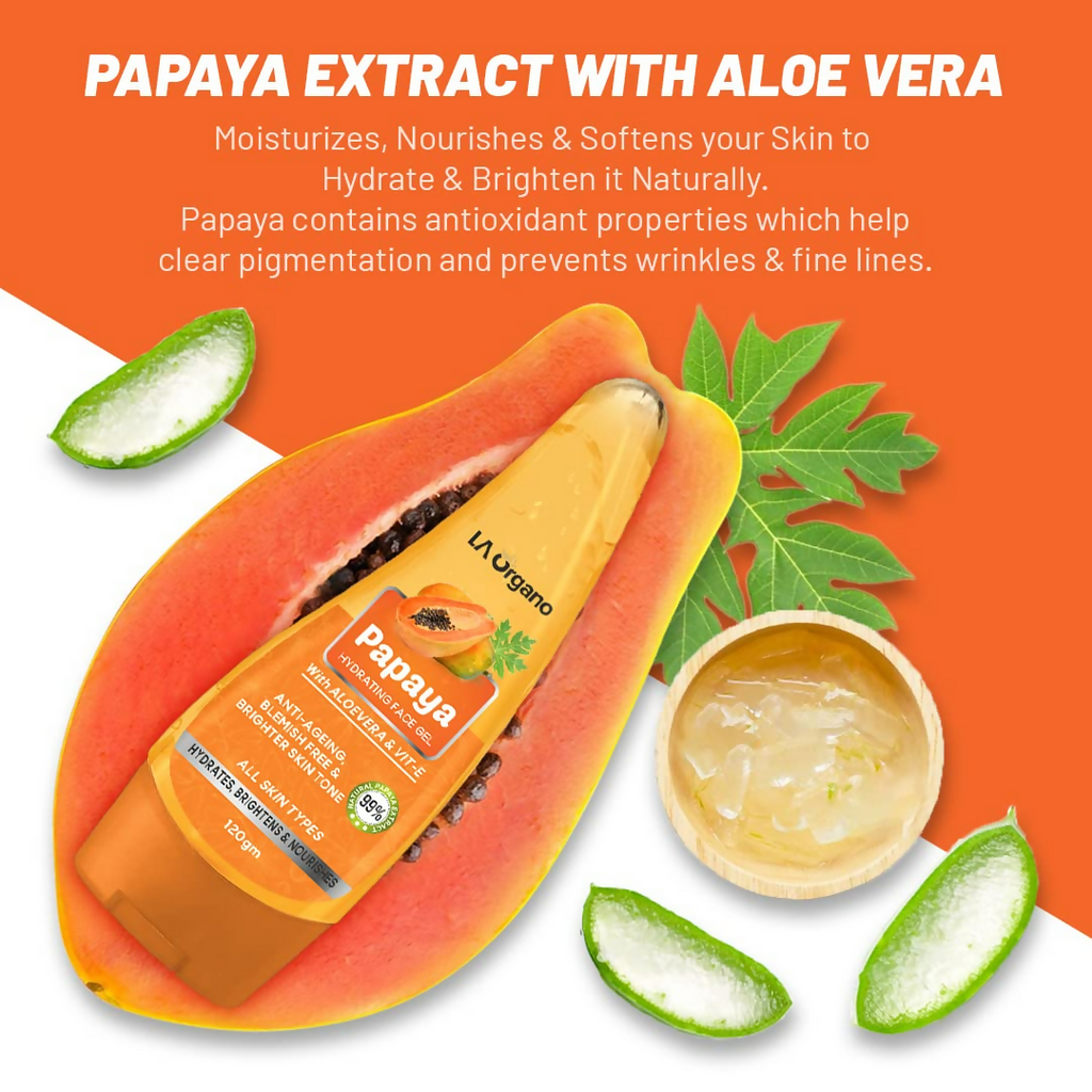 LA Organo Papaya Hydrating Face Gel with Alovera & Vit-E & Activated Charcoal Peel Off Mask Combo