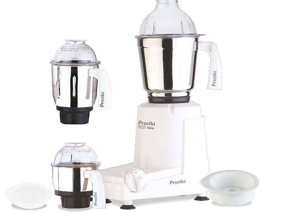 Preethi Eco Twin 3 Jars Mixer Grinder, 550-Watt for USA & Canada