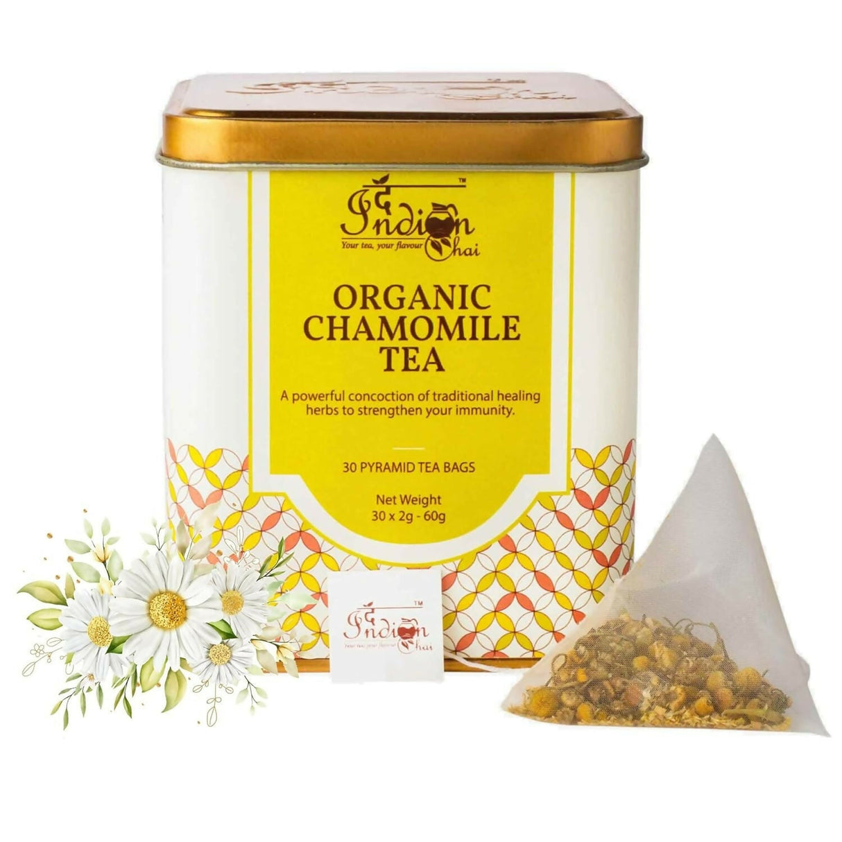 The Indian Chai - Organic Chamomile Tea 30 Pyramid Tea Bags