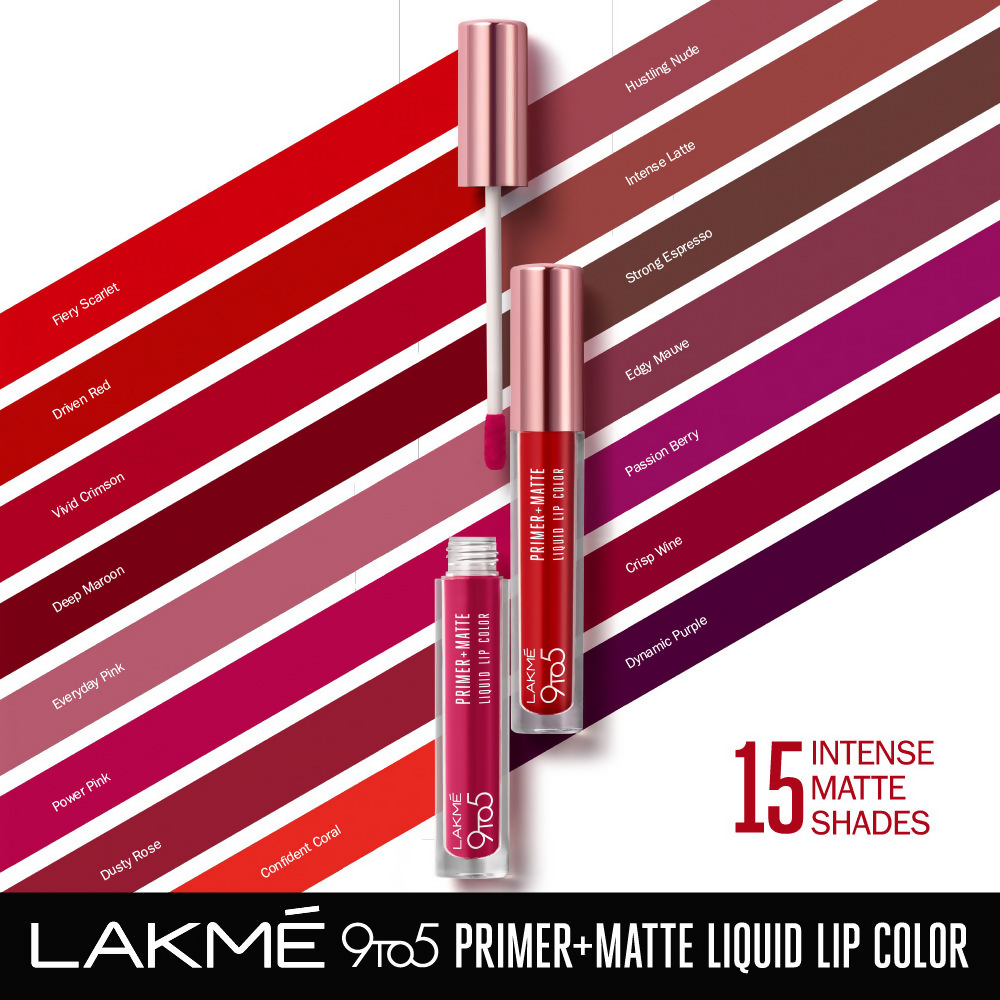 Lakme 9to5 Primer + Matte Liquid Lip Color - MP2 Power Pink