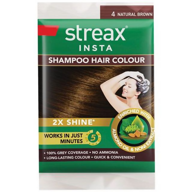 Streax Insta Shampoo Hair Color - Natural Brown