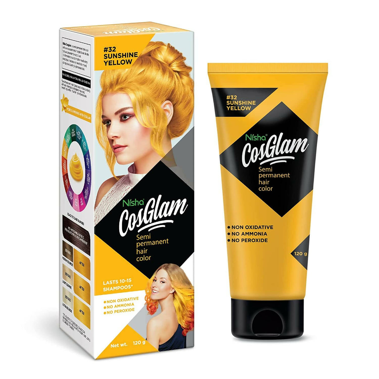 Nisha Cosglam Semi Permanent Hair Color 32 Sunshine Yellow