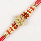 Pretty Rudraksha Rakhi And Kaju Katli Box