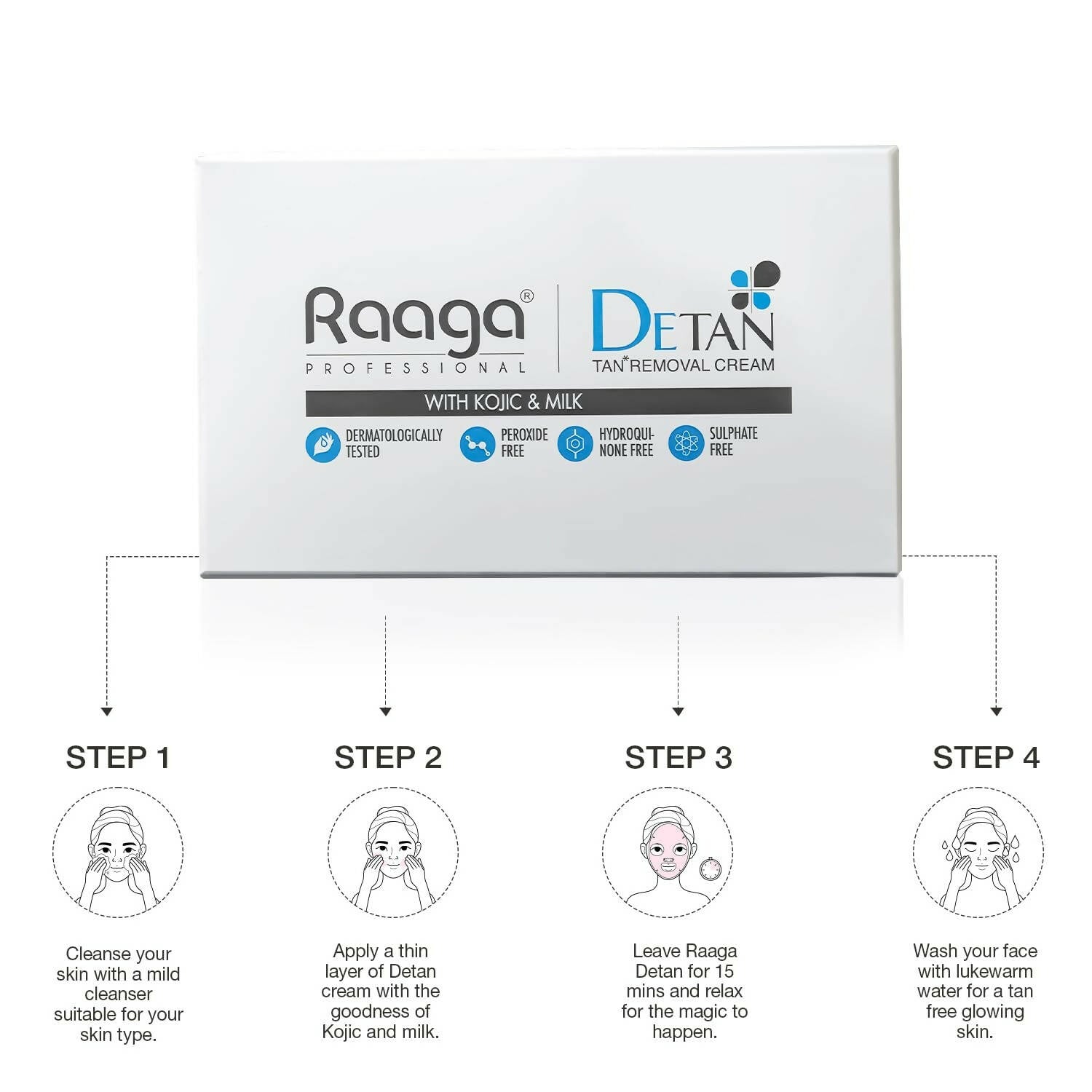 Raaga Professional De-Tan Tan Removal Cream Kojic & Milk
