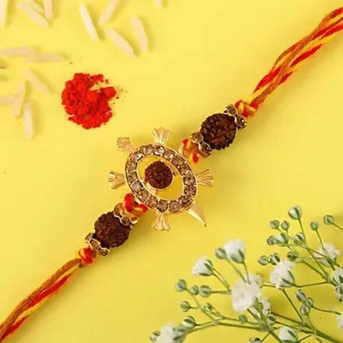 Rudraksha Royal Design Rakhi & Kaju Katli Box