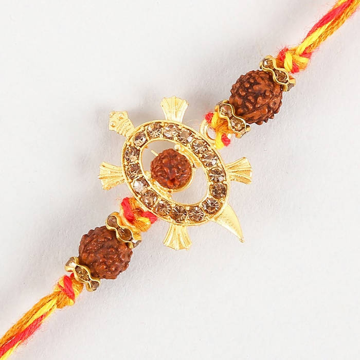 Rudraksha Royal Design Rakhi & Kaju Katli Box